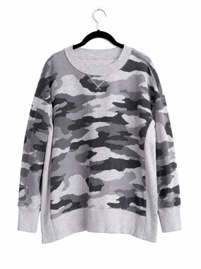 Aerie Gray Black Camo Oversized Side Slit Sweatshirt Medium